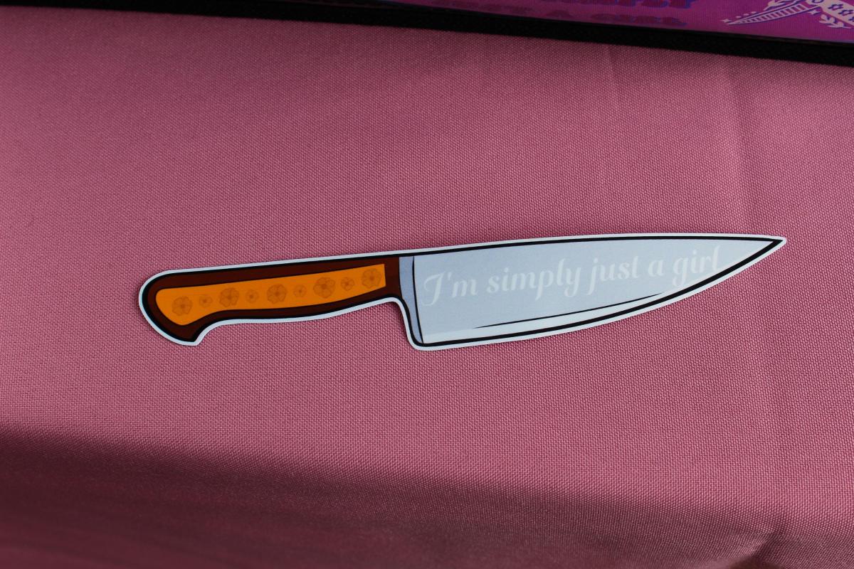 Im Simply Just a Girl Knife Sticker | Funny Meme Vinyl Sticker | Waterproof Laptop Sticker | Cute Aesthetic Decal Gift for Her picture