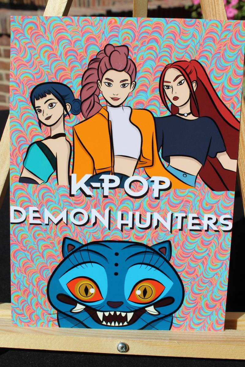 Fantasy Pop Trio Wall Art | Colorful Girl Group Illustration | 5x7 Print picture