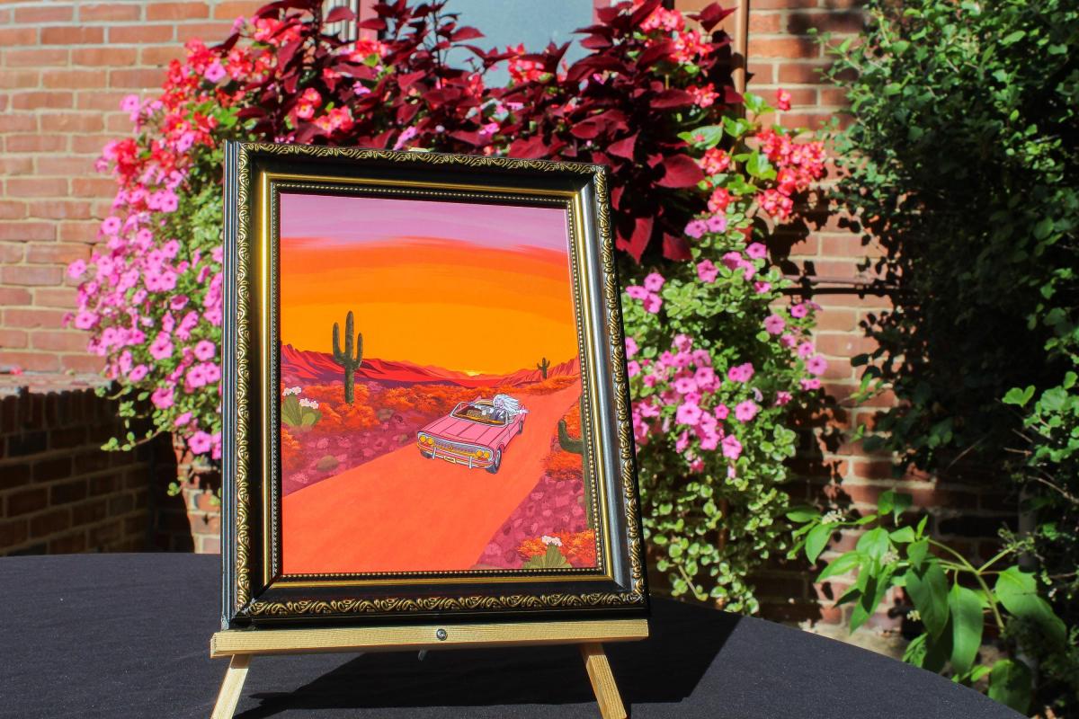 Freedom Looks Good on Her | Desert Sunset Wall Art | Convertible Road Trip Illustration | Western Landscape Decor | Boho Desert Artwork picture
