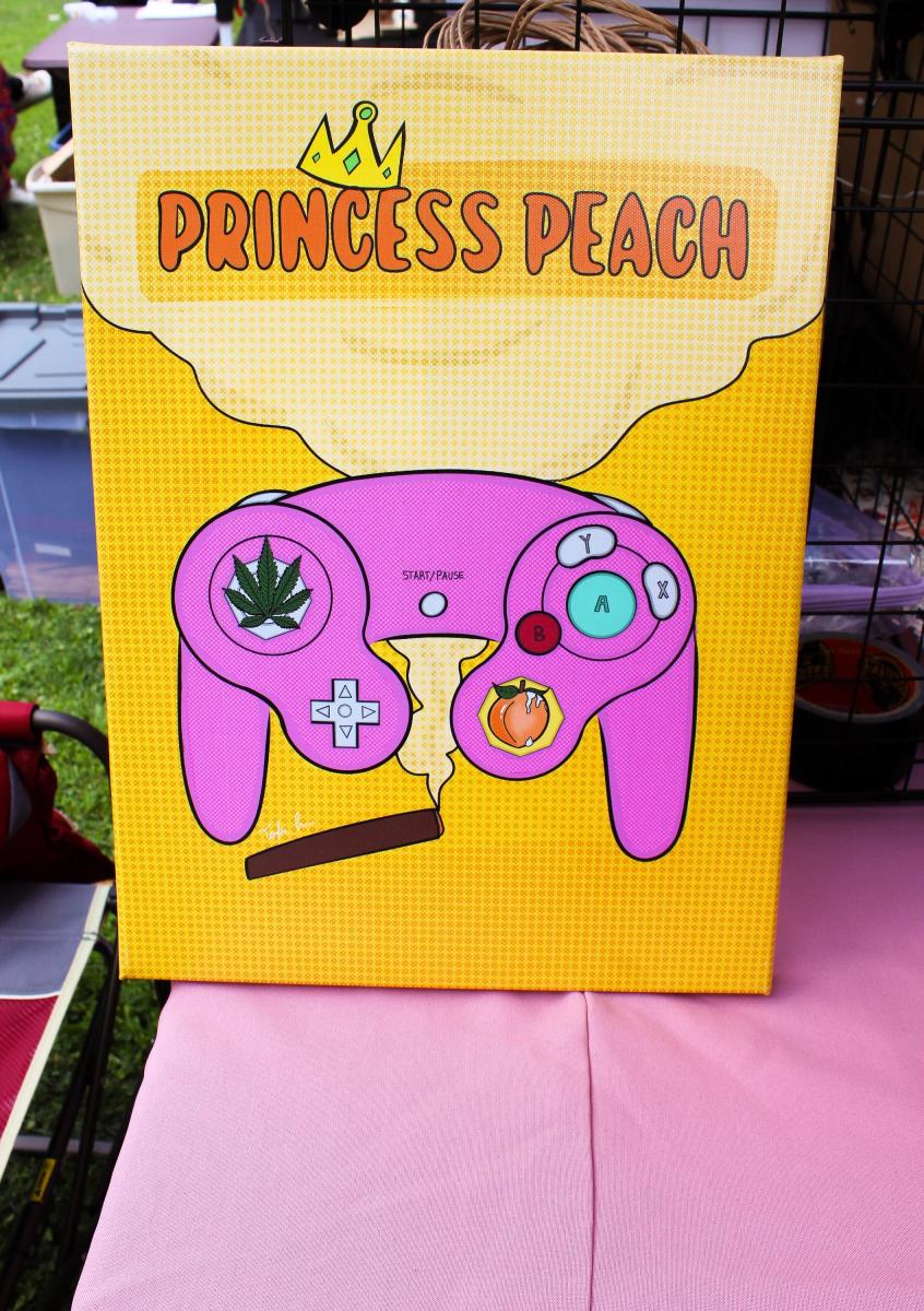 Princess Peach Gamer up Canvas Wall Art, Pink Game Controller Canvas Print, Gaming Room Decor, Cute Gamer Gift, Video Game Inspired Wall Art picture