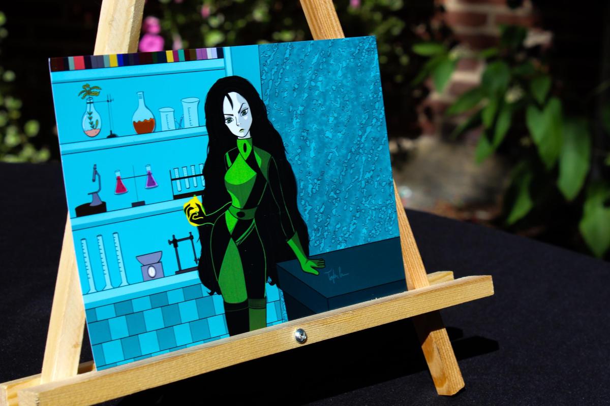 Green Supervillain Inspired Wall Art | Cartoon Action Heroine Print | Retro Animation Style Decor | Villain Character Artwork | 5x7 Gift picture