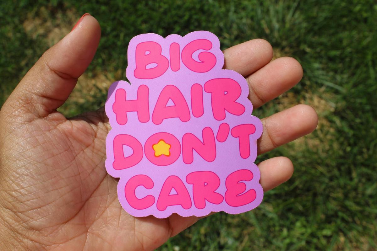Big Hair Don't Care Sticker, Hair Stylist Sticker, Cute Salon Vinyl Sticker, Hairdresser Gift, Waterproof Laptop Sticker, Beauty Lover Decal picture