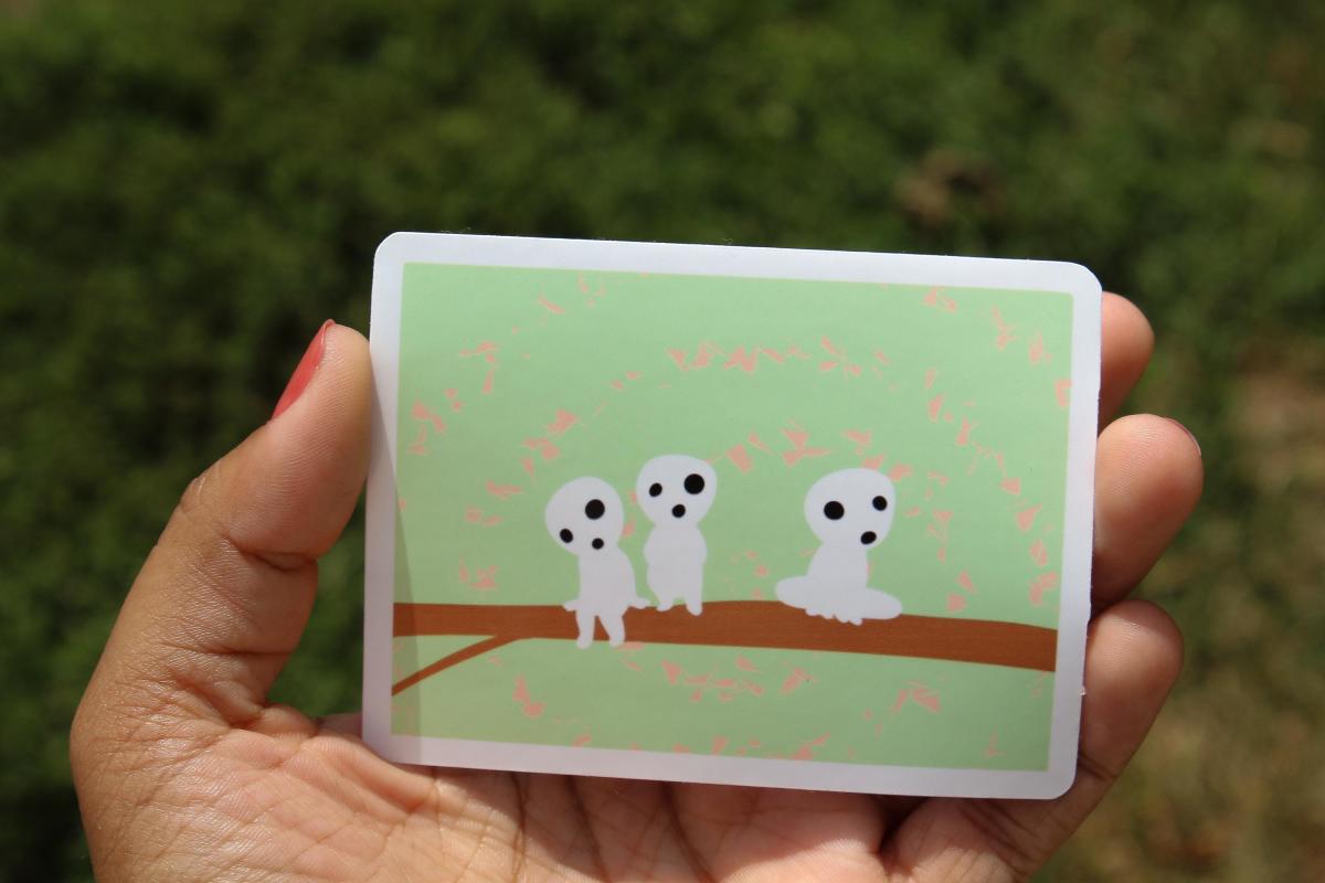 Kodama Forest Spirits Sticker, Tree Spirit Vinyl Sticker, Cute Forest Creature Sticker, Nature, Anime Inspired Art, Laptop Sticker picture