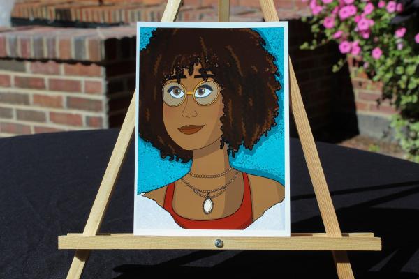 Curly Hair Portrait Wall Art | Natural Hair Illustration | Modern Black Woman Art | Afro Portrait Decor | 5x7 Print