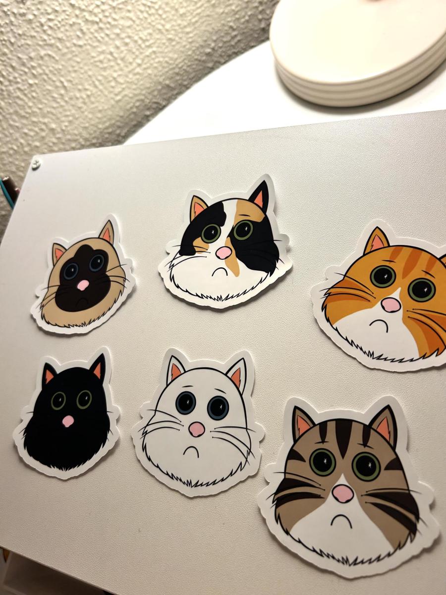 Adopt a Cat Sticker Bundle, 6 Cute Cat Vinyl Stickers, Kawaii Kitty Sticker Pack, Waterproof Laptop Stickers, Cat Lover Gift, Original Art picture
