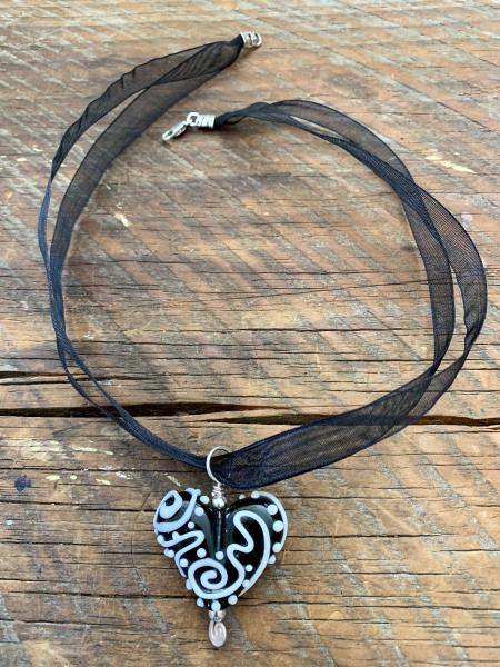 Black Squiggle Heart Necklace
