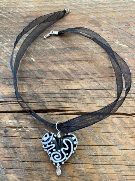 Black Squiggle Heart Necklace