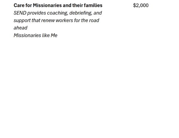 Care for Missionaries and Families