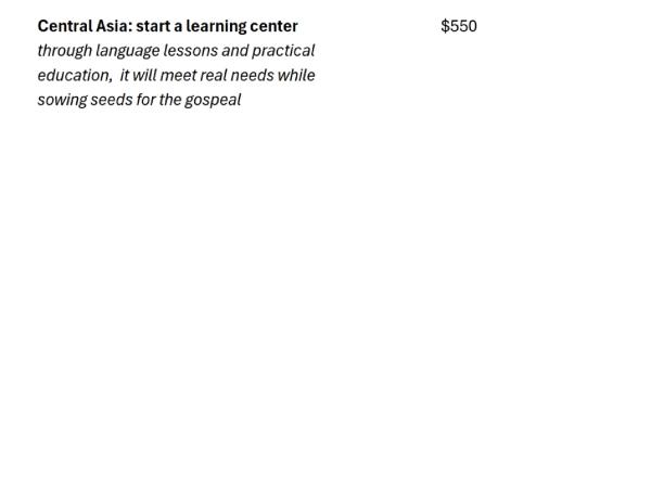 Central Asia:start a learning cener