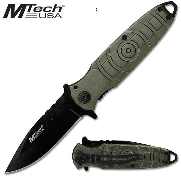 Mtech USA Tactical Folding Knife Gunmetal Grey Circle Pattern Handle