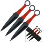 Naruto 9in Kunai Set of 3 Red Ninja Throwing Knives Uzumaki Ship