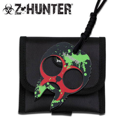 Zombie Hunter Knuckle Buckles - Blue Red with Green Splash picture