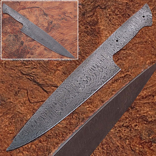 Damascus Full Tang Ladder Pattern Blank Chef Knife - Ltd.Edition 3 picture