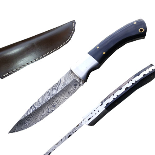 Custom Handmade Damascus Steel Hunting Knife Buffalo Horn Limite
