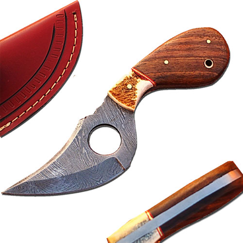 Custom Damascus Steel Skinner Knife (Stag & Walnut Wood) picture