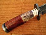 White Deer Damascus Steel Bowie Knife W/Giraffe Bone & Rose Wood Handle