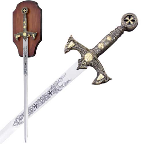 Knight's Templar Sword 47in w Plaque