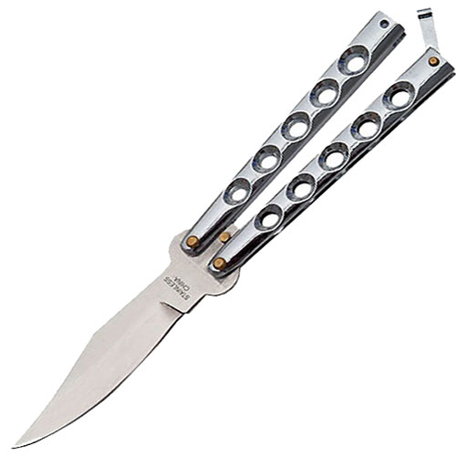 Silver Flick Butterfly Knife Balisong