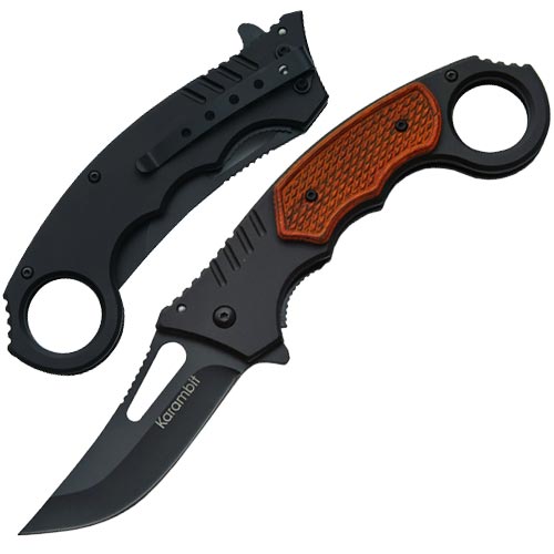 Spring Assist  'Legal Automatic'Knife  Karambit Tactical Wood H picture