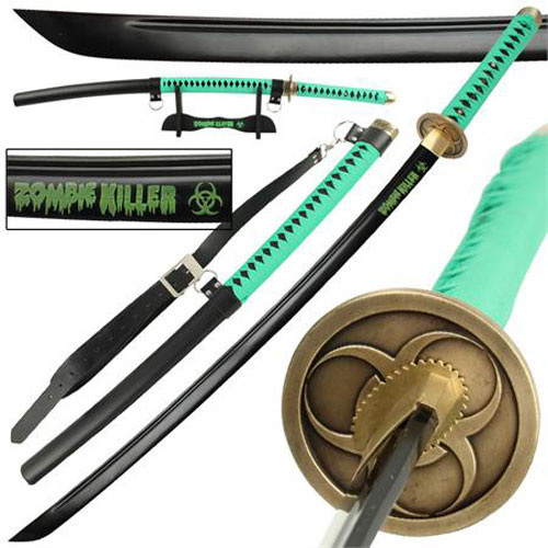 Zombie Killer High Carbon Steel Full Tang Katana Sword Hi-Vis Green