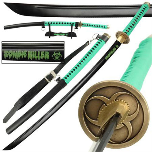 Zombie Killer High Carbon Steel Full Tang Katana Sword Hi-Vis Green picture