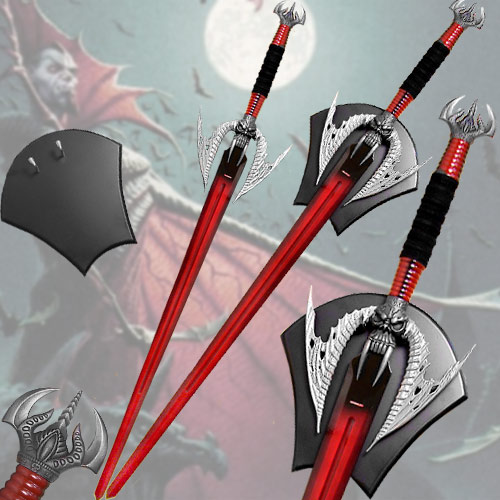 Vampire Sword Ultra - Double Edge Blood Red w Plaque