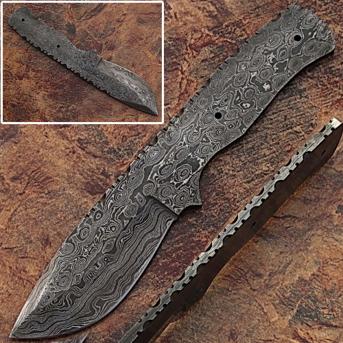 Blank Blade Damascus  Eye Bird Pattren Full Tang Skiner Knife 1