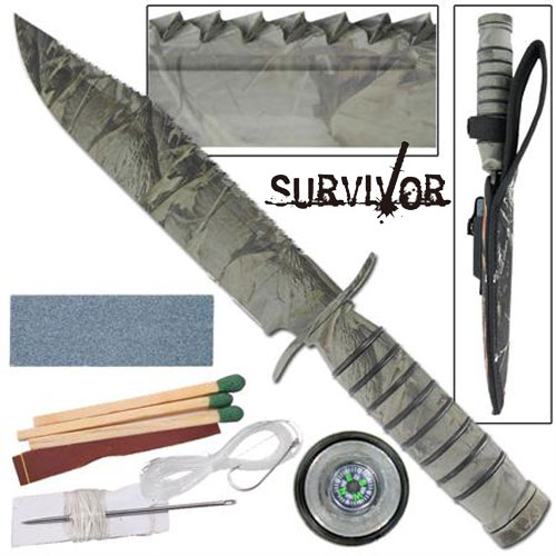 Fighter Survivor Camouflage Military Hunting Knife picture