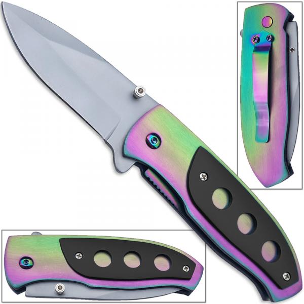 Titanium Coated Vengeance Knife AUS-8 Steel Manual Folding EDC Tough Carry CCW picture