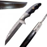 Damascus Steel Hunting Knife with Buffalo Horn Handle