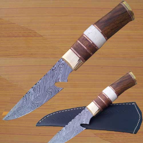 Troper Custom Made Damascus Skinner Knife