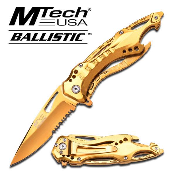 MTECH SPORTS SPRING ASSISTED KNIFE - GOLD TITANIUM COATED