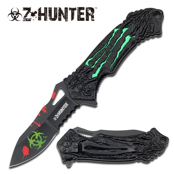 Green Zombie Hunter Assisted Opening Folder Knife