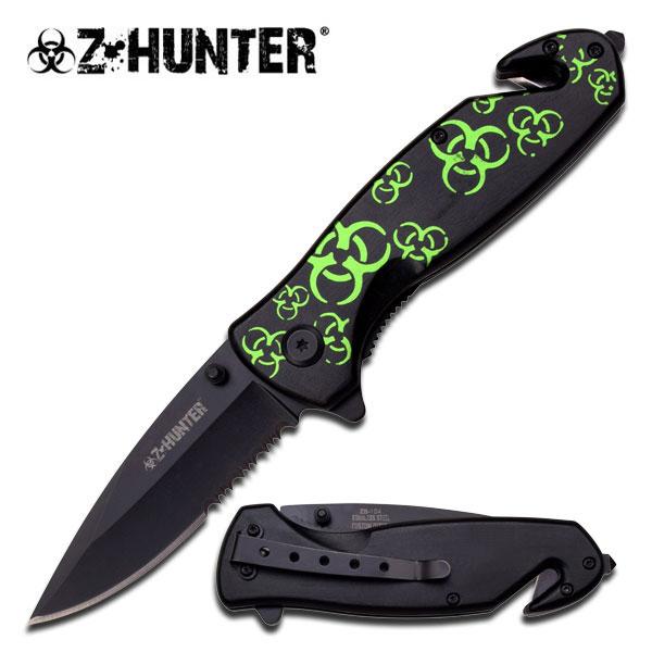 Z-Hunter Biohazard Emergency Folder Knife with Aluminum Handle, Black/Green picture