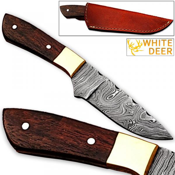 Japanese 1095 HC & 15N20 Alloy Steel Handmade Damascus Hunting Knife Wood Handle picture