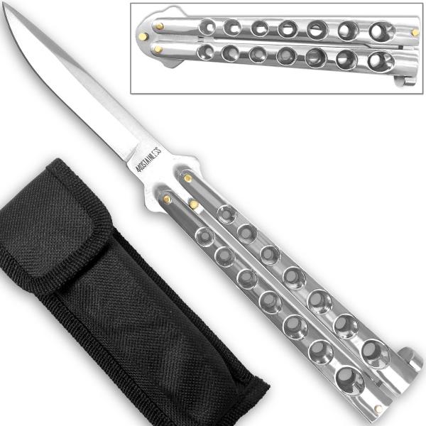 Scoundrel Silver Butterfly Knife - Plain picture