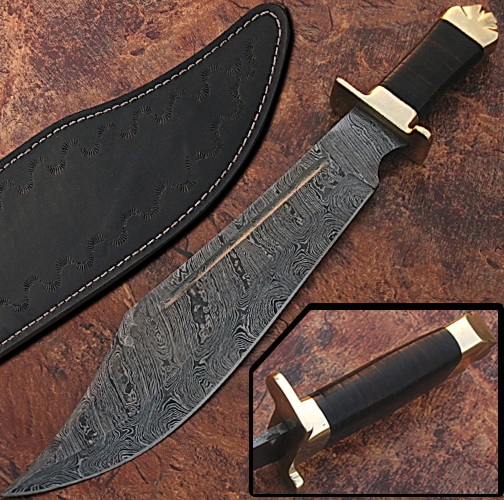 Custom Made True Damascus Bowie Knife picture