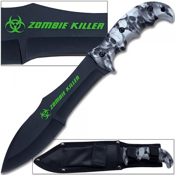 Zombie Outbreak Survival Knife Hybrid Extreme Full Tang 12.5in Grey Survival EDC