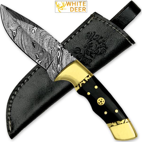 White Deer Handmade Loneman Damascus Steel Hunting Knife Limited Edition