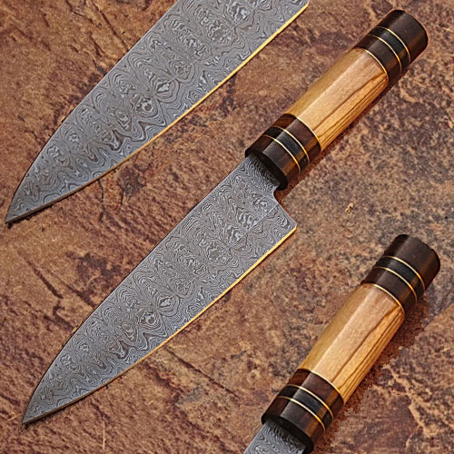 Custom Made Damascus Steel Olive wood ,Hard wood Handle 1