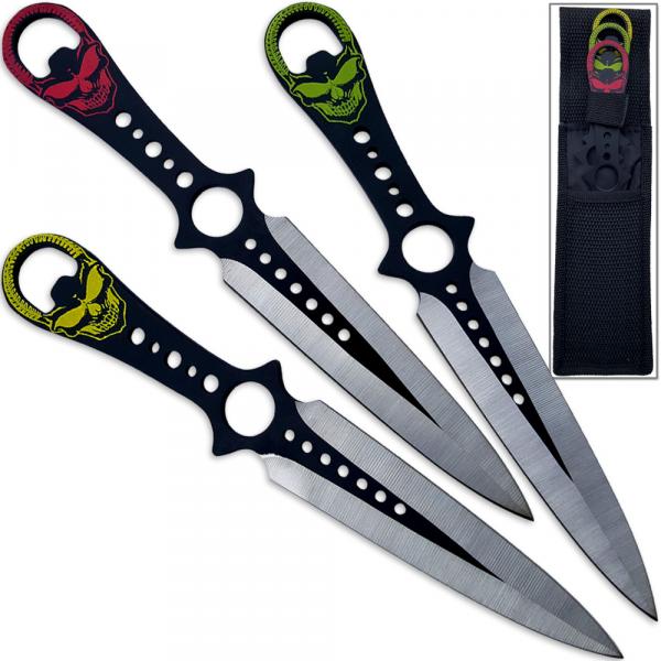 Grinning Demon Throwing Knife Set of 3 Death Note Ninja Skulls picture