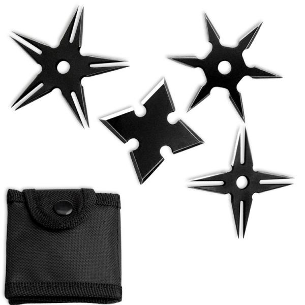 MK-Ultra Covert Ninja Throwing Stars Set of 4 With Pouch Black picture