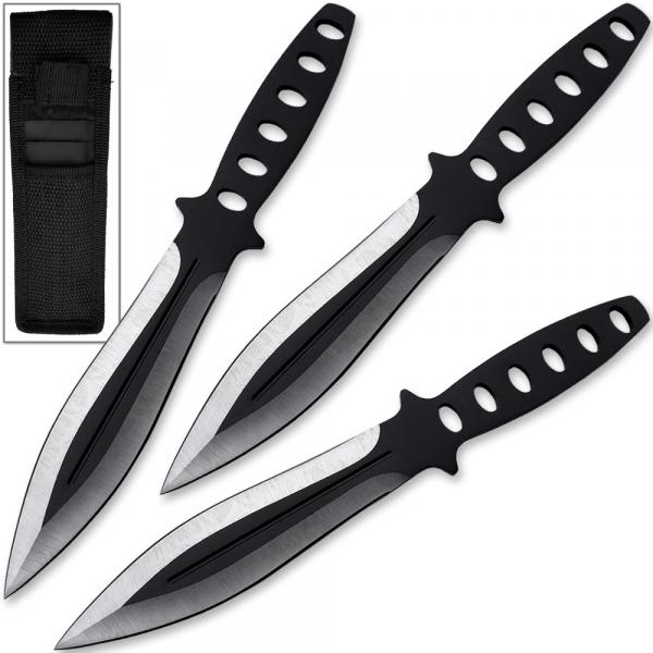 DeadEye Precision Throwing Knife Set 3pc Two Tone Black Stainles
