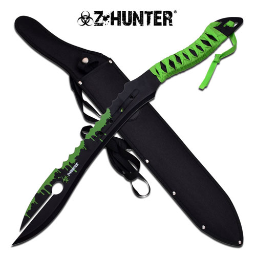 Z-Hunter Green Splattered Dual Blade Machete