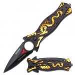 Spring Assist - 'Legal Automatic' Knife - Dragon Dagger - GOLD