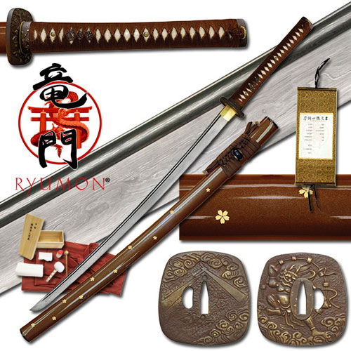 Ryumon - Folded Damascus Sakura Katana Sword