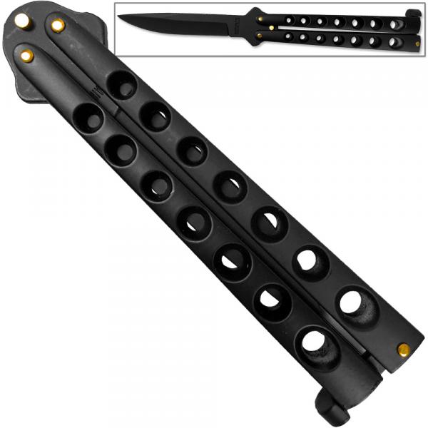 Scoundrel Alloy Balisong Butterfly Knife Black on Black Blade