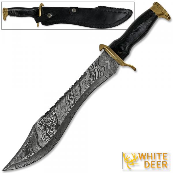 White Deer Ranger Bowie Knife Damascus Steel 55-60 HRC Forged 1095 High Carbon