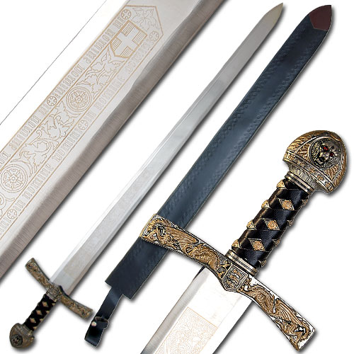 King Richard the Lionheart Sword Lion Crested Medieval Ceremonial Longsword