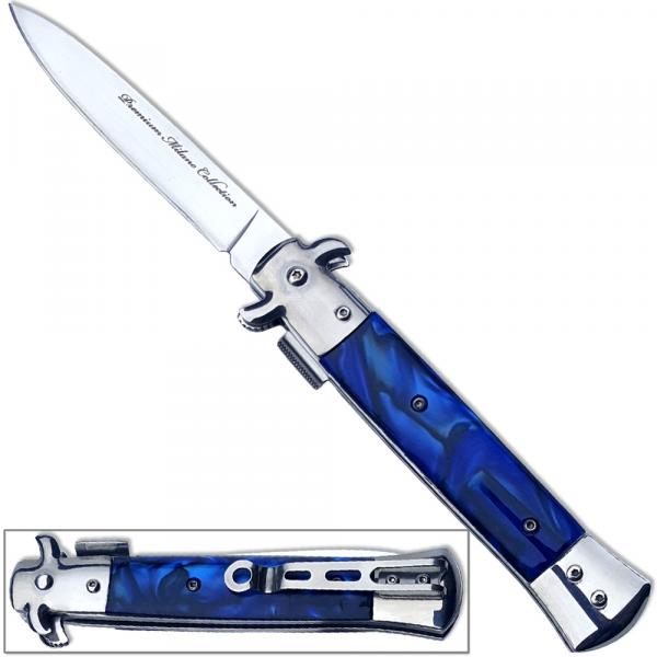 Premium Stiletto Knife 'Legal Auto' | Blue Milano Collection Spring Assist